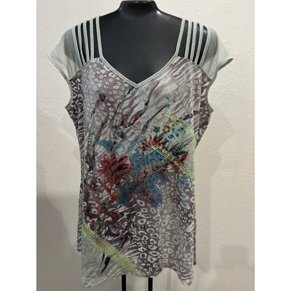 Christine Philippe Y2K Top Tee Boho Hippie Women’s Size Medium - Picture 2 of 6